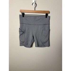 Athleta All In 7" Bike Short Heathered Grey High Rise Pockets Athletic Womens M